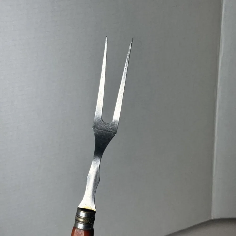 Vintage Serving Carving Fork MCM Brown Bakelite Handle